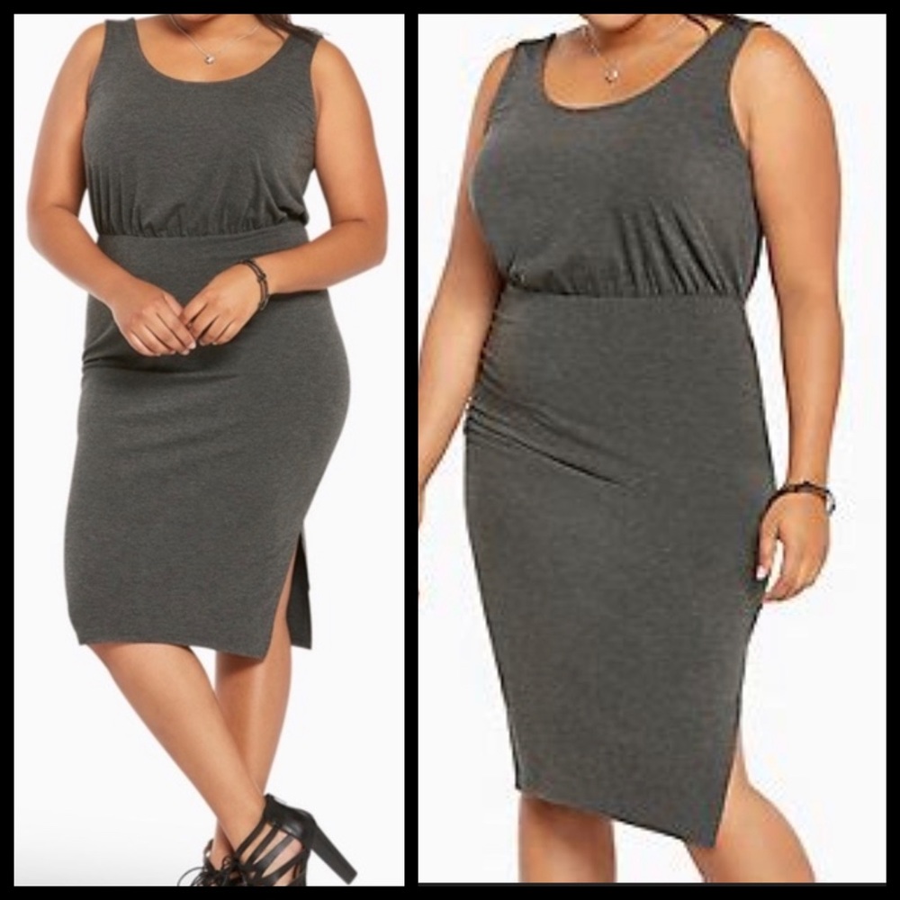 Torrid sz2 charcoal bodycon midi dress